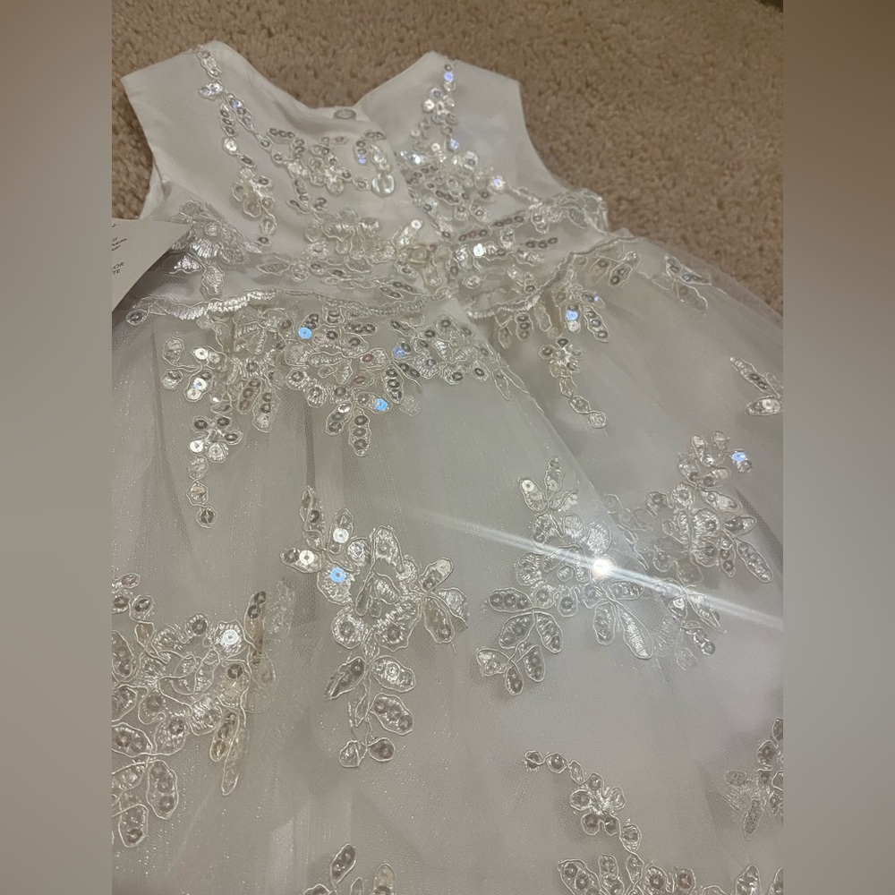 Blueberi 18M childrens white dress with sequins and lace - Picture 6 of 8